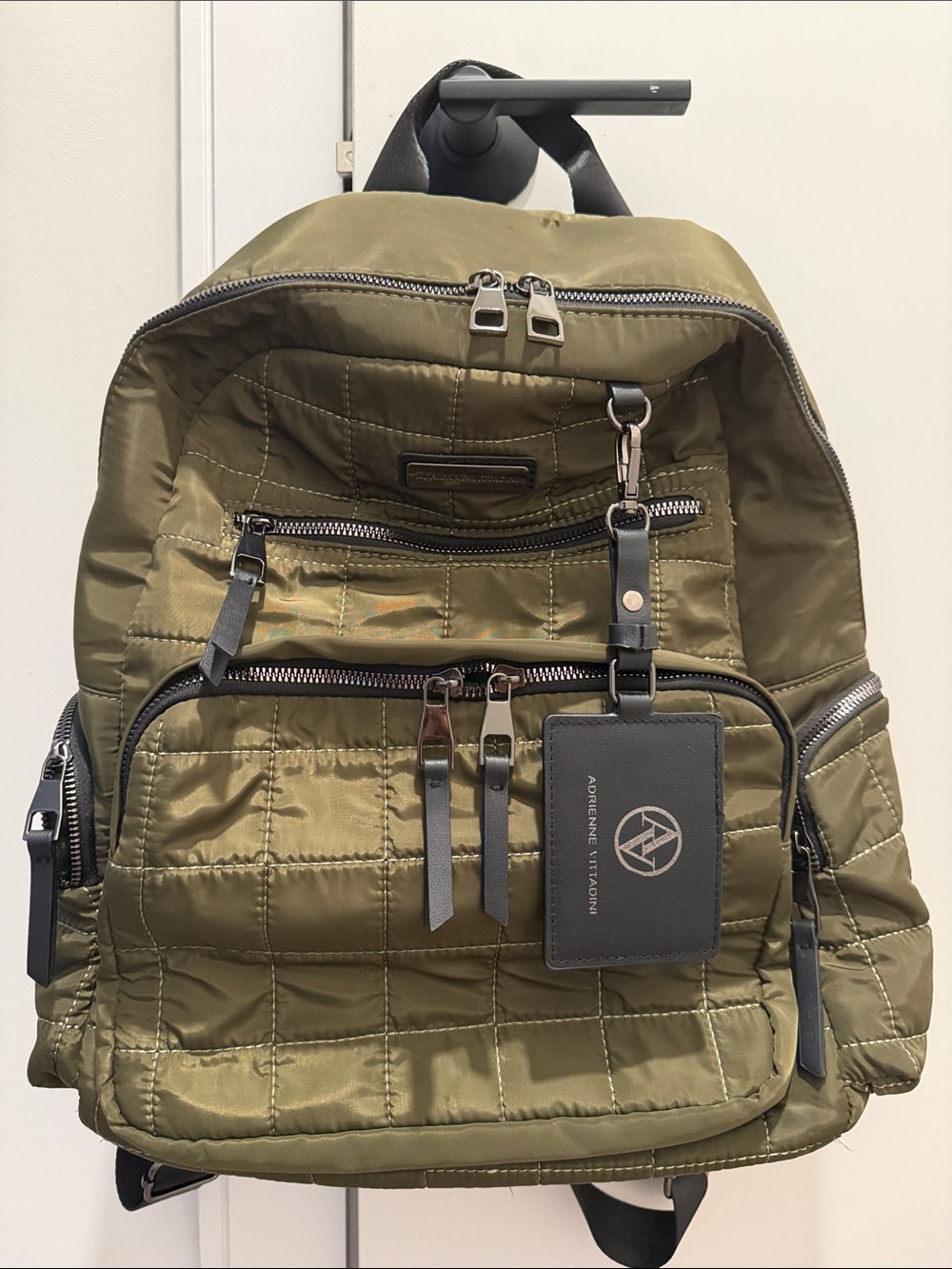 Adrienne Vittadini Times Square Collection Quilted Olive Green Backpack